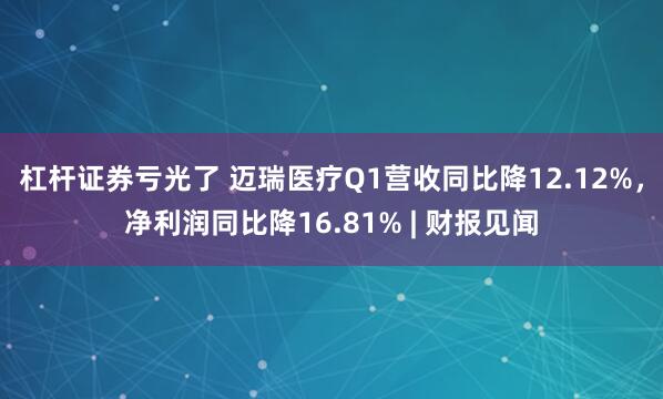 杠杆证券亏光了 迈瑞医疗Q1营收同比降12.12%，净利润同比降16.81% | 财报见闻