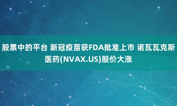 股票中的平台 新冠疫苗获FDA批准上市 诺瓦瓦克斯医药(NVAX.US)股价大涨