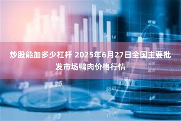 炒股能加多少杠杆 2025年6月27日全国主要批发市场鸭肉价格行情