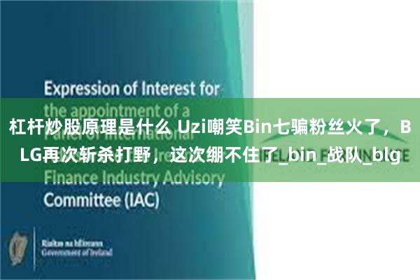 杠杆炒股原理是什么 Uzi嘲笑Bin七骗粉丝火了，BLG再次斩杀打野，这次绷不住了_bin_战队_blg