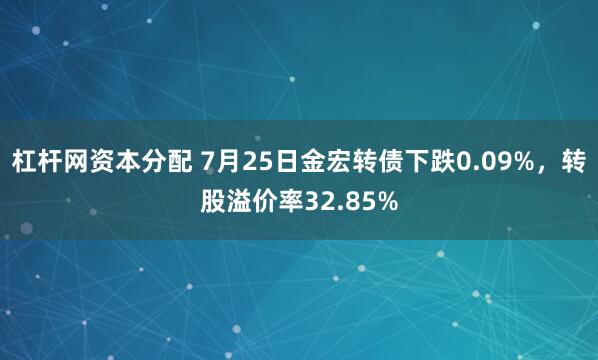 杠杆网资本分配 7月25日金宏转债下跌0.09%，转股溢价率32.85%