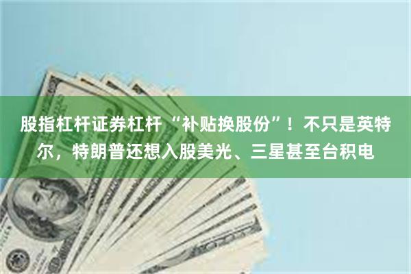股指杠杆证券杠杆 “补贴换股份”！不只是英特尔，特朗普还想入股美光、三星甚至台积电