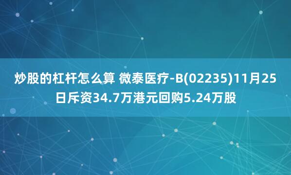 炒股的杠杆怎么算 微泰医疗-B(02235)11月25日斥资34.7万港元回购5.24万股